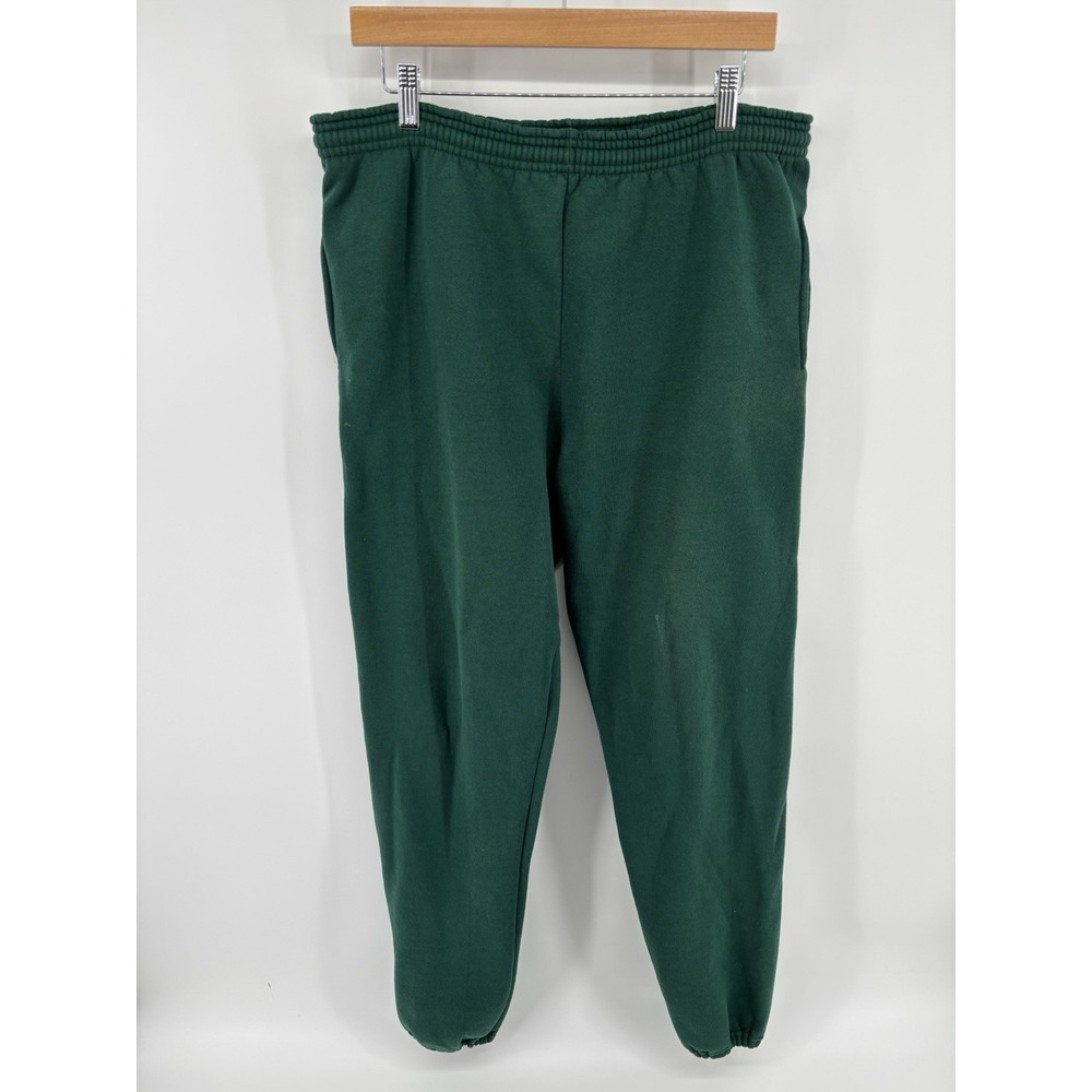 Vintage Russell Athletic Sweatpants Sz Large Green Elastic Cuffs USA Made Lounge